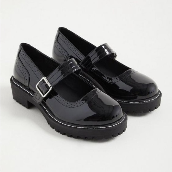 torrid Shoes - torrid Black Patent Mary Jane Lug Sole Shoes